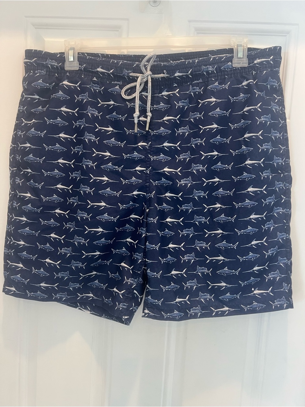 Kirkland Signature Men's Elastic Waistband Swim Short Size M Fishes Print # 980